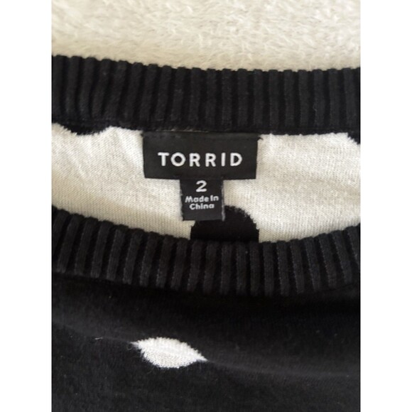 Torrid Whimsygoth Polka Dot Sweater Black And White Size 2 Pullover 90s - Picture 3 of 7